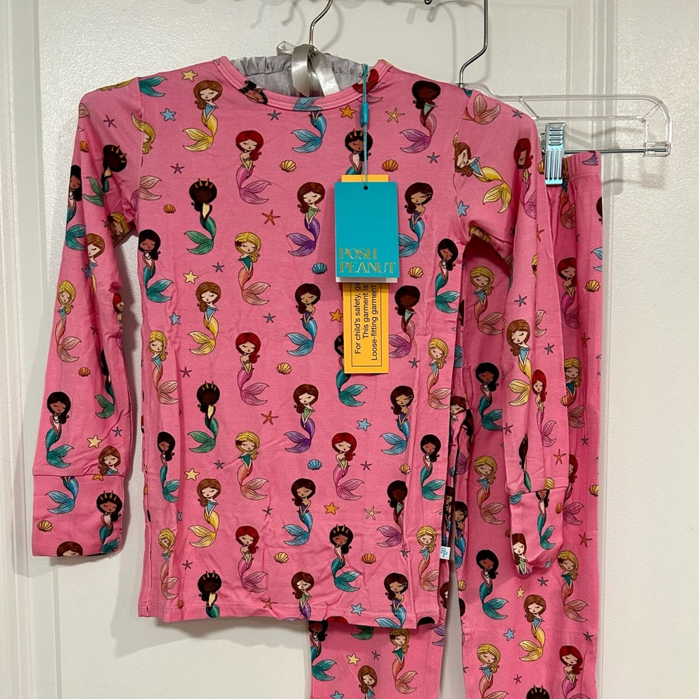 Posh Peanut Mermaid Long Sleeve PJ Set 4T or 7Y NWT